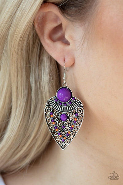 Paparazzi Tribal Territory - Purple Earrings