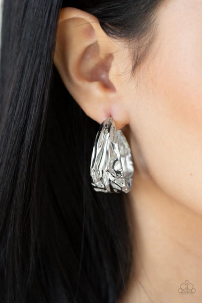 Paparazzi Badlands and Bellbottoms - Silver  Hoop Earrings