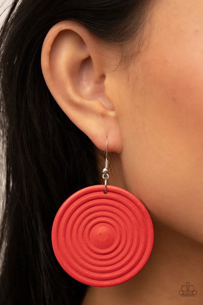 Paparazzi Caribbean Cymbal - Red Earrings