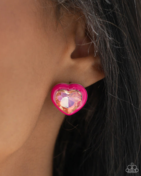 Paparazzi Heartfelt Haute - Pink Post Earrings