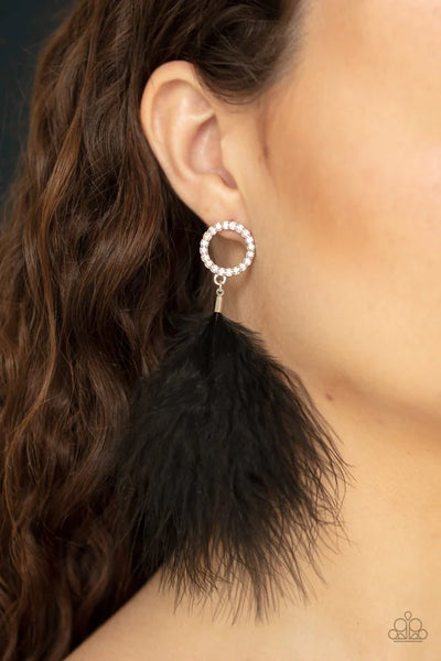 Paparazzi BOA Down - Black Post Earrings