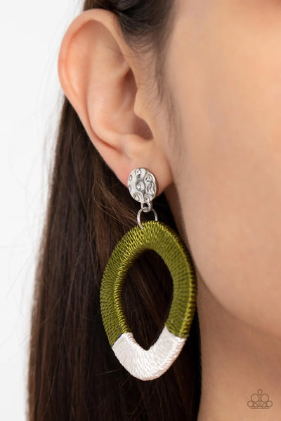 Paparazzi Thats a WRAPAROUND - Green Post Earrings