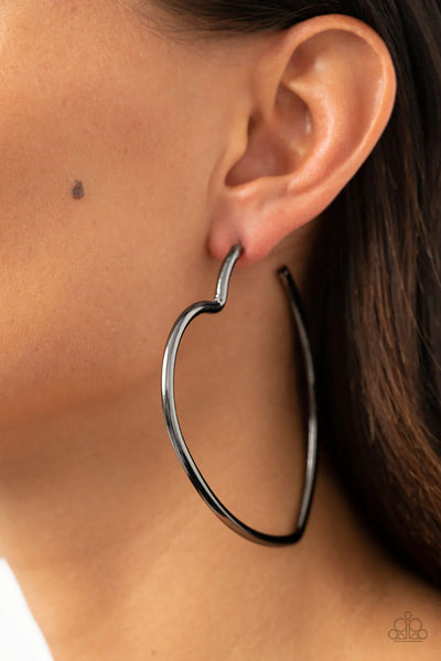 Paparazzi Heartbreaker Hustle - Black Hoop Earrings