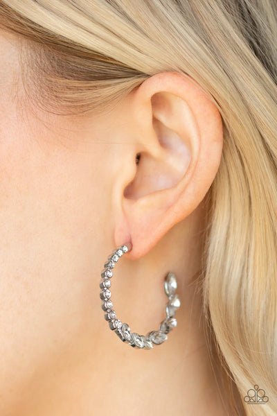 Paparazzi Prime Time Princess - White Hoop Earrings