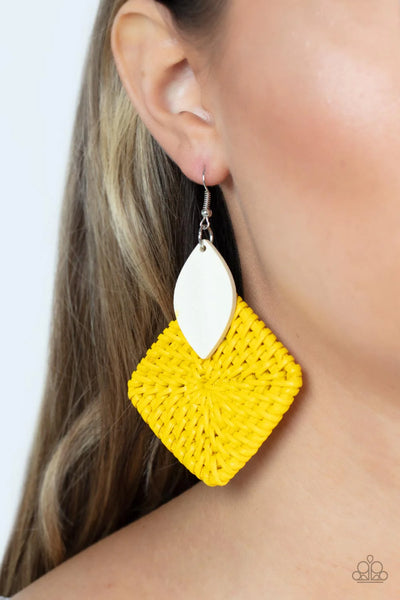 Paparazzi Sabbatical WEAVE - Yellow Earrings