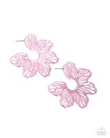 Paparazzi Floral Fame - Pink Hoop Earrings