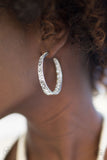 Paparazzi GLITZY By Association - White Hoop Earrings