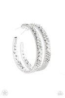 Paparazzi GLITZY By Association - White Hoop Earrings