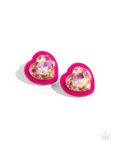 Paparazzi Heartfelt Haute - Pink Post Earrings