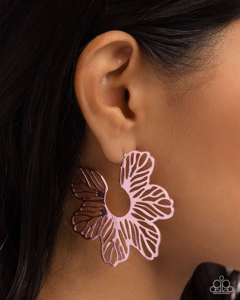 Paparazzi Floral Fame - Pink Hoop Earrings