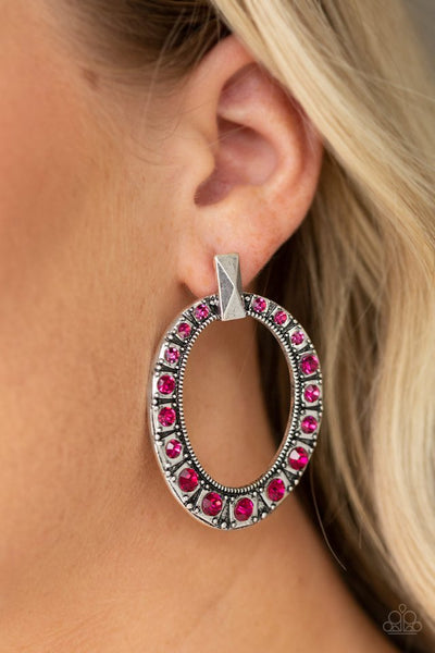 Paparazzi All For GLOW - Pink Post Earrings