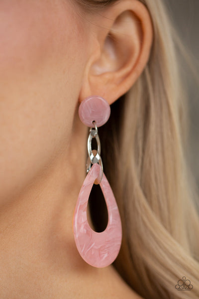 Paparazzi Beach Oasis - Pink Post Earrings