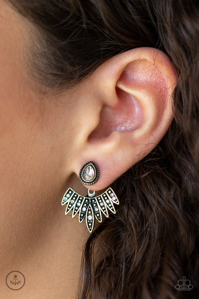 Paparazzi Wing Fling - Brass Post Earrings