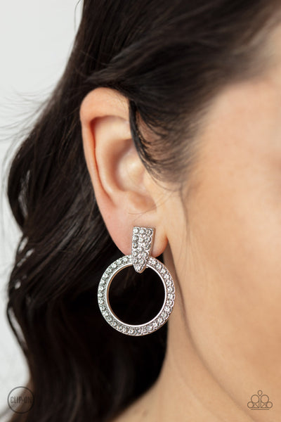 Paparazzi Sparkle at Your Service - White Clip-On Earrings