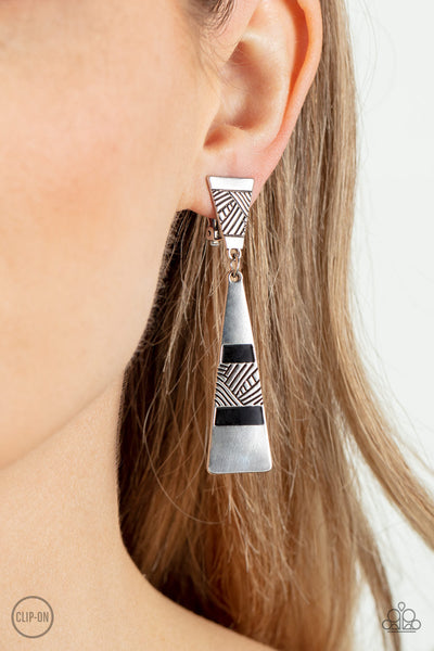 Paparazzi Safari Seeker - Black Clip-On Earrings