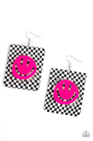 Paparazzi Cheeky Checkerboard - Pink Earrings