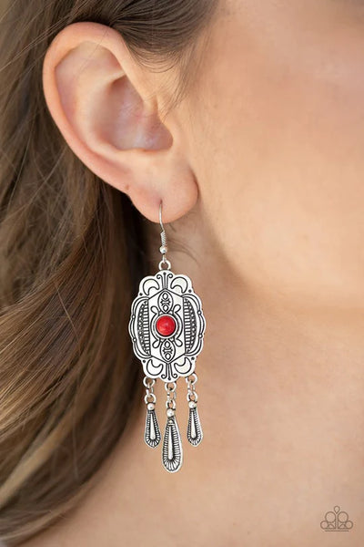 Paparazzi Natural Native - Red Earrings