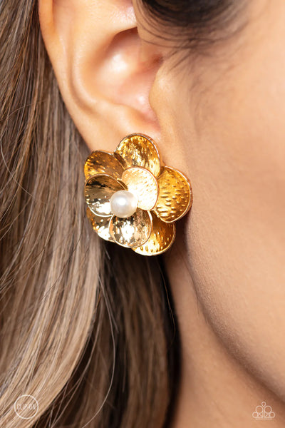 Paparazzi Miami Magic - Gold Clip-On Earrings