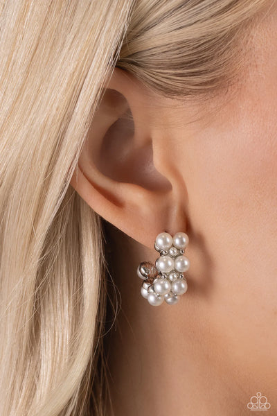 Paparazzi White Collar Wardrobe - White Hoop Earrings