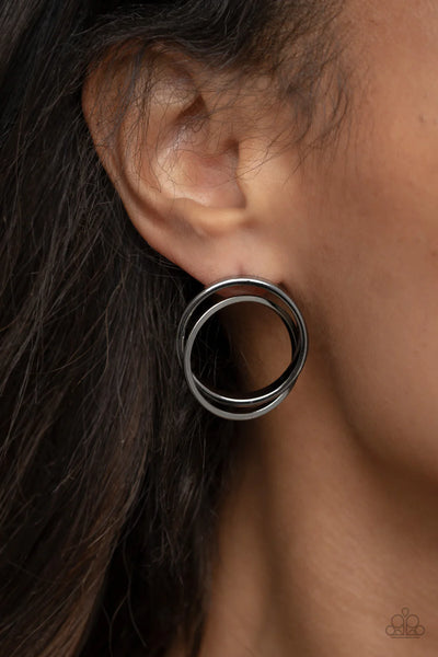 Paparazzi Always In The Loop - Black Post Earrings