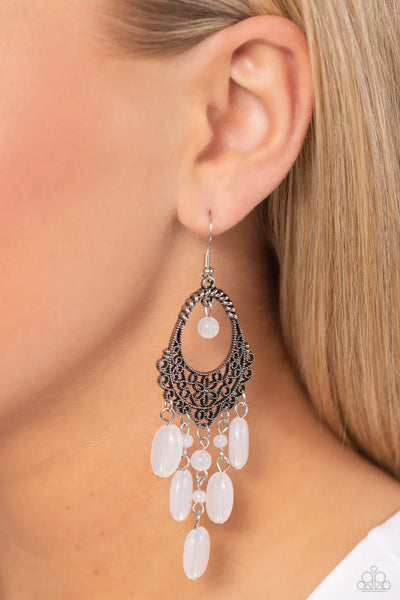 Paparazzi Botanical Escape - White Earrings