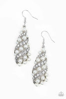 Paparazzi Ballroom Waltz - White Earrings