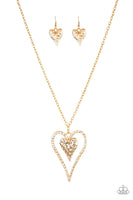 Paparazzi Hardened Hearts - Gold Necklace