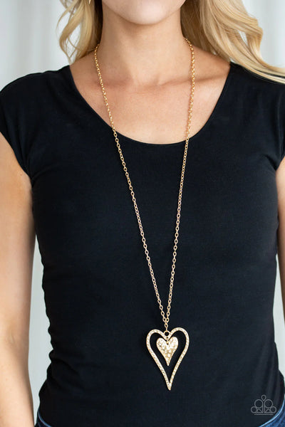 Paparazzi Hardened Hearts - Gold Necklace