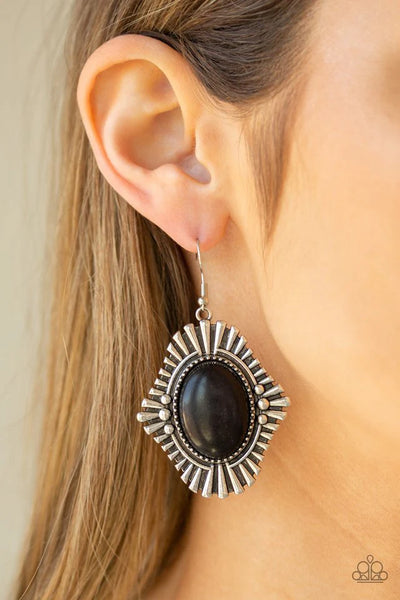 Paparazzi Easy As PIONEER - Black Earrings