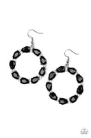 Paparazzi Ring Around The Rhinestones - Black Earrings