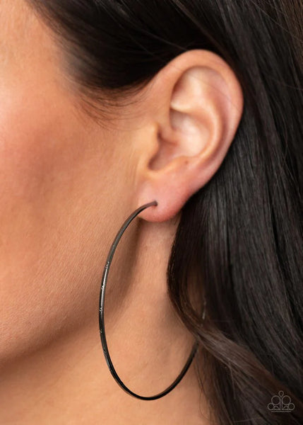 Paparazzi Very Curvaceous - Black Hoop Earrings