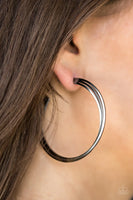 Paparazzi HAUTE Gossip - Black Hoop Earrings