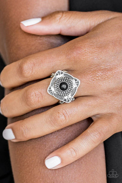 Paparazzi Four Corners Fashion - Black Ring