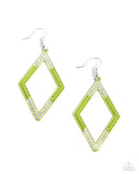 Paparazzi Eloquently Edgy - Green Earrings