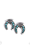 Paparazzi Harmonious Horseshoe - Blue Clip-On Earring