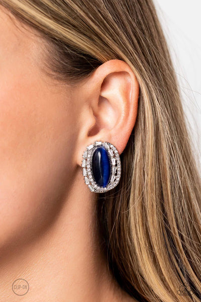 Paparazzi Shimmery Statement - Blue Clip-On Earrings