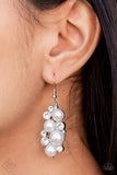 Paparazzi Fond of Baubles - White Earrings