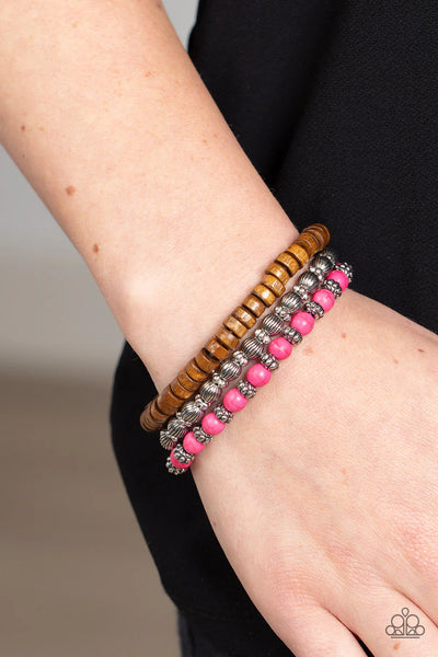 Paparazzi ESCAPADE Route - Pink Bracelet