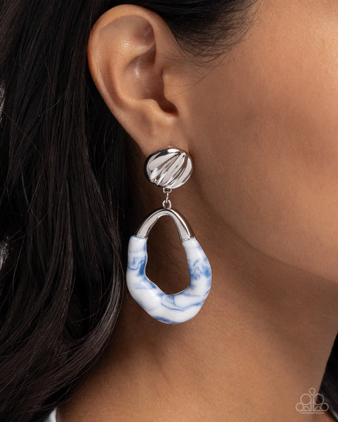 Paparazzi High-Sheen Swirls - Blue Post Earrings