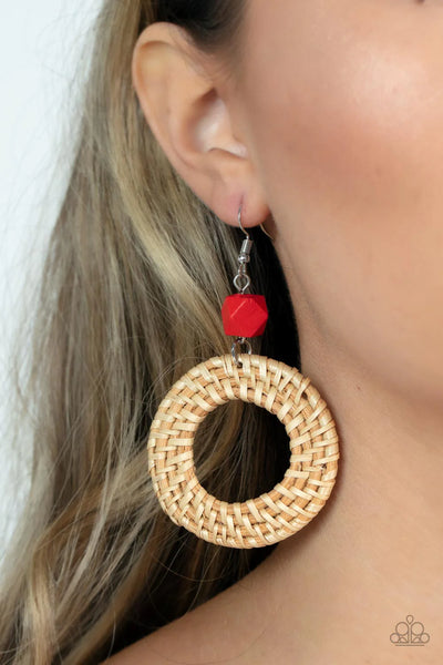 Paparazzi Wildly Wicker - Red Earrings