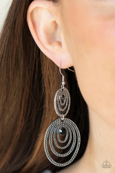 Paparazzi Cosmic Twirl - Black Earrings