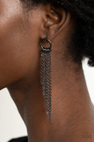 Paparazzi Divinely Dipping - Black Post Earrings