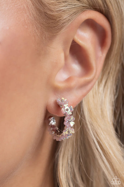 Paparazzi Floral Focus - Pink Hoop Earrings