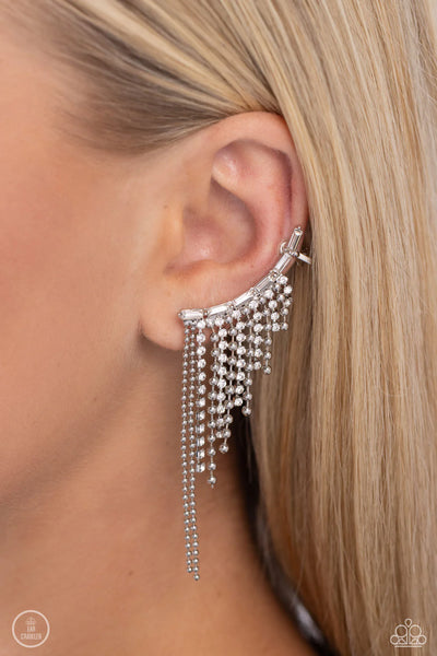 Paparazzi Tapered Tease - White Post Earrings