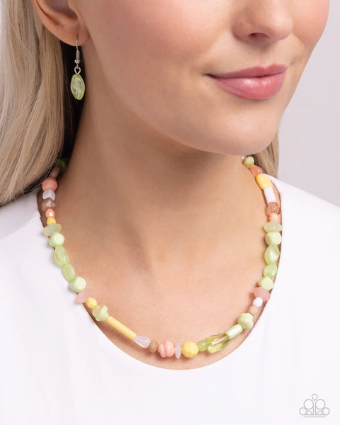 Paparazzi Colored Can-Can - Green Necklace