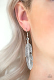 Paparazzi Feathers QUILL Fly - Silver Earrings