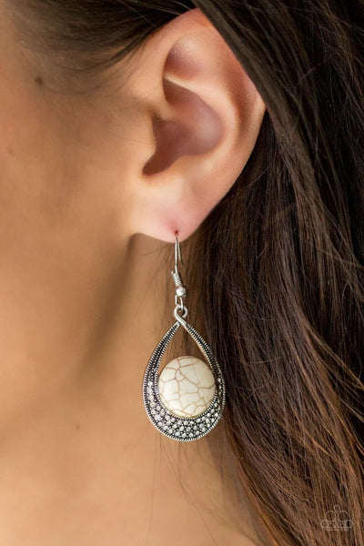 Paparazzi Richly Rio Rancho - White Earrings