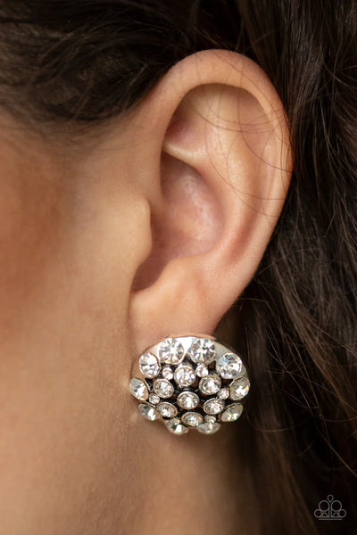 Paparazzi Hollywood Drama - White Post Earrings