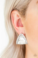 Paparazzi Exalted Elegance - White Post Earrings