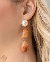 Paparazzi Marbled Masterpiece - Orange Post Earrings